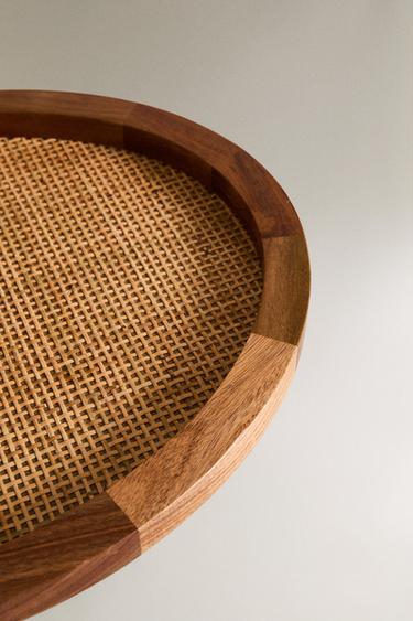 OVAL WOODEN RATTAN TRAY - Brown by Zara - Image 2
