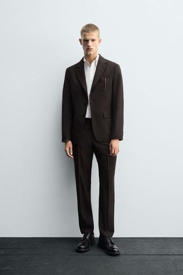 WOOL SUIT TROUSERS - Brown by Zara