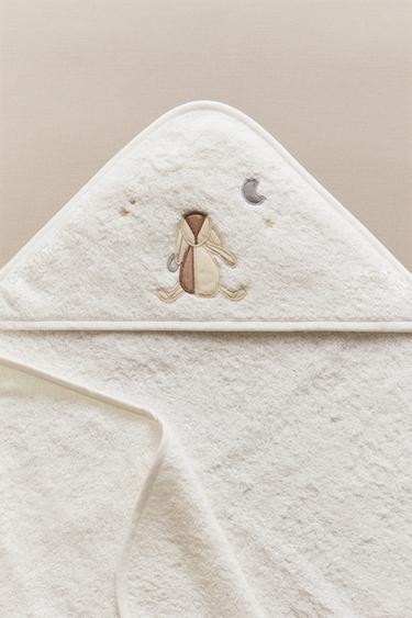 HOODED BABY TOWEL - Oyster-white by Zara