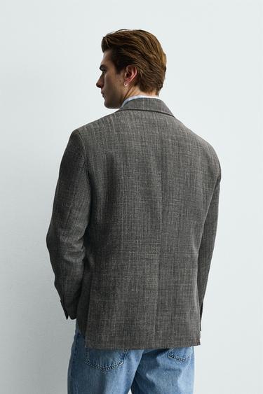 BLAZER REGULAR FIT STRUCTURÉ - marron chiné de Zara - Image 2