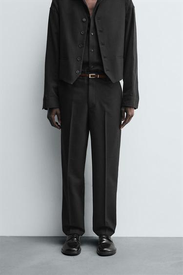 TEXTURED SUIT TROUSERS - Black by Zara