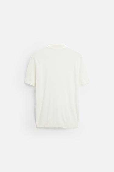 POLO EN MAILLE MÉLANGE VISCOSE - Blanc cassé de Zara - Image 6