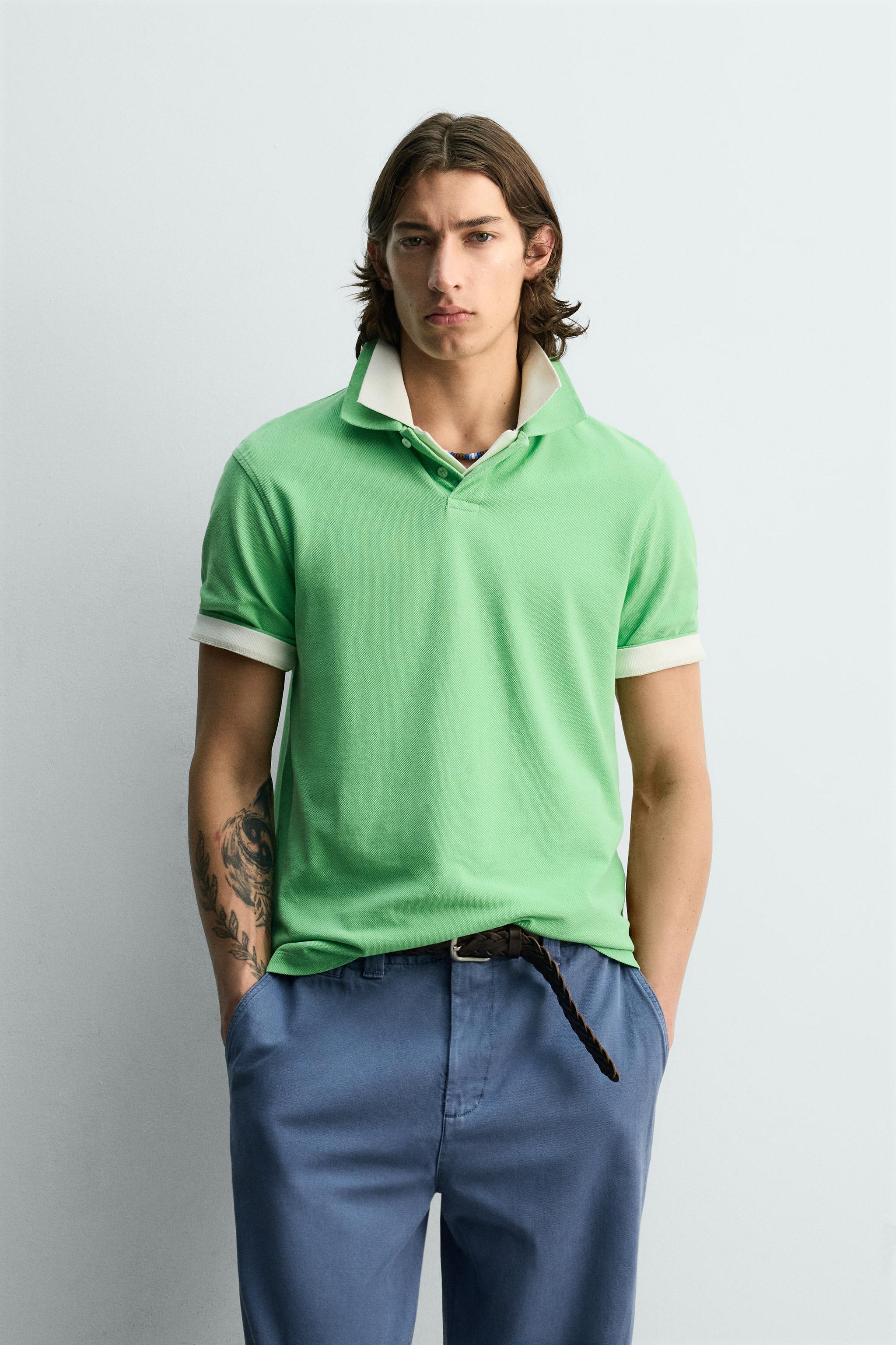 REGULAR FIT PIQUÉ POLO — Apple green