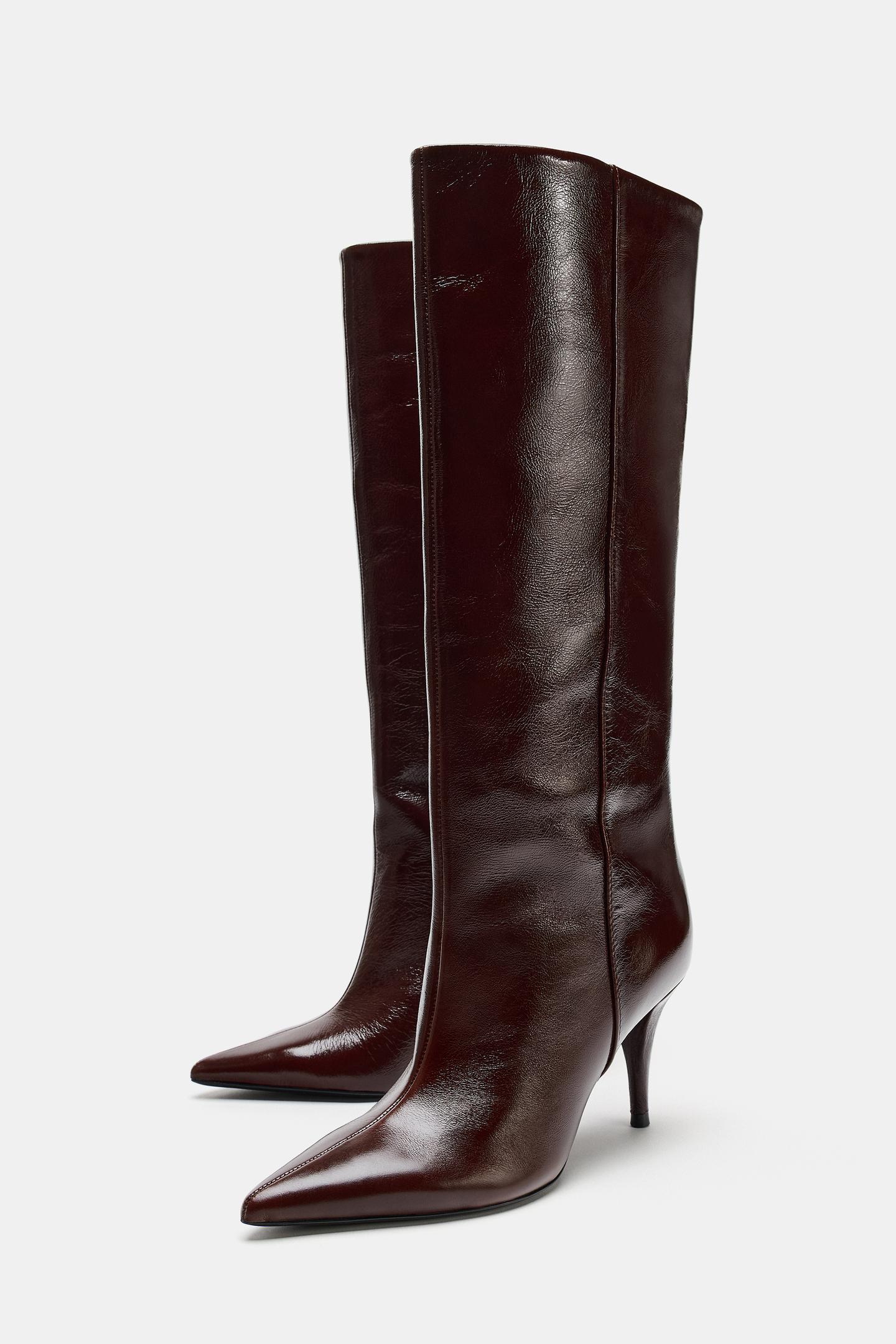 Женские ботинки Zara Leather Heeled, цвет: Коричневый — фото 3