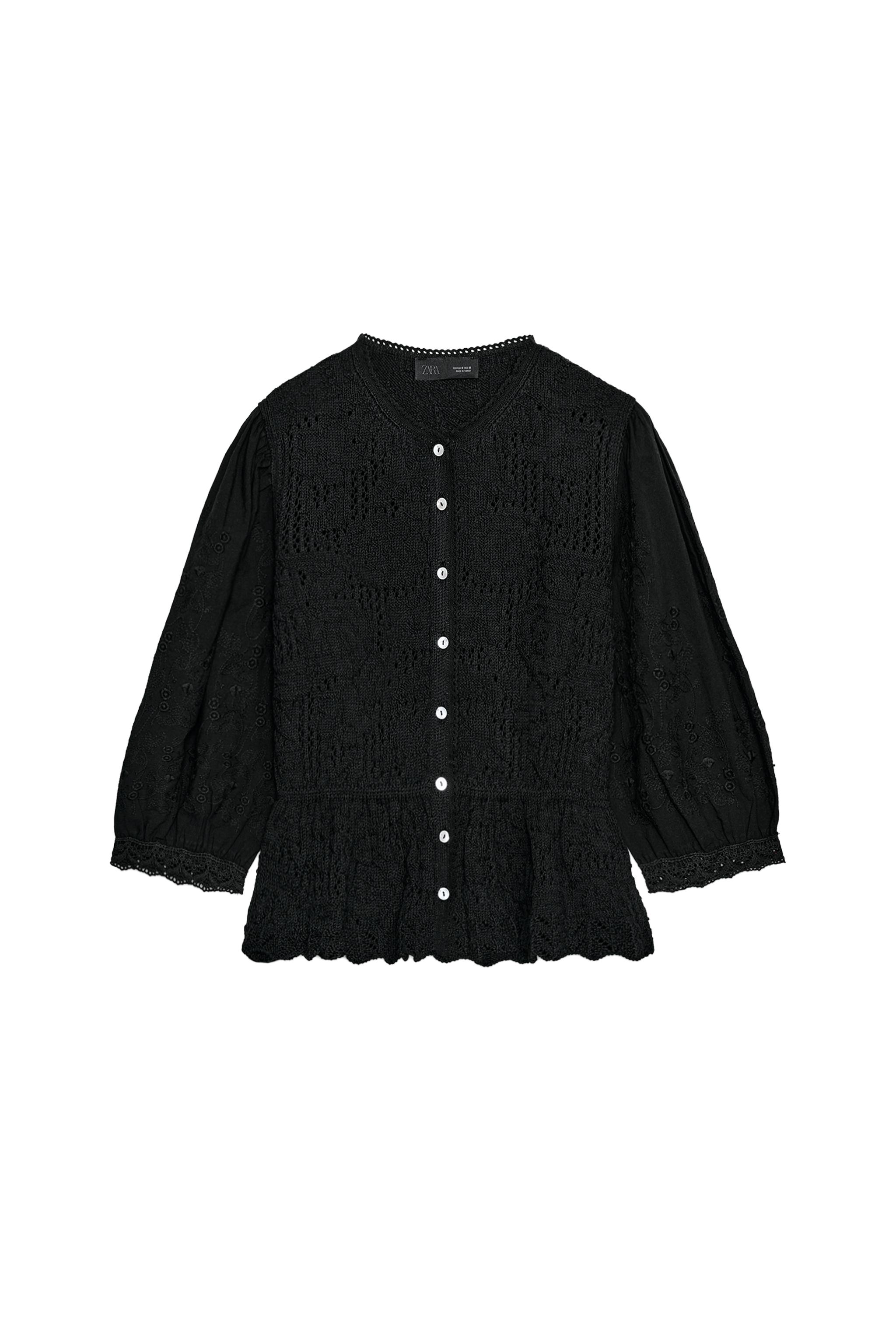 ロマンチックコンビネーションニットジャケット - エクリュ | ZARA