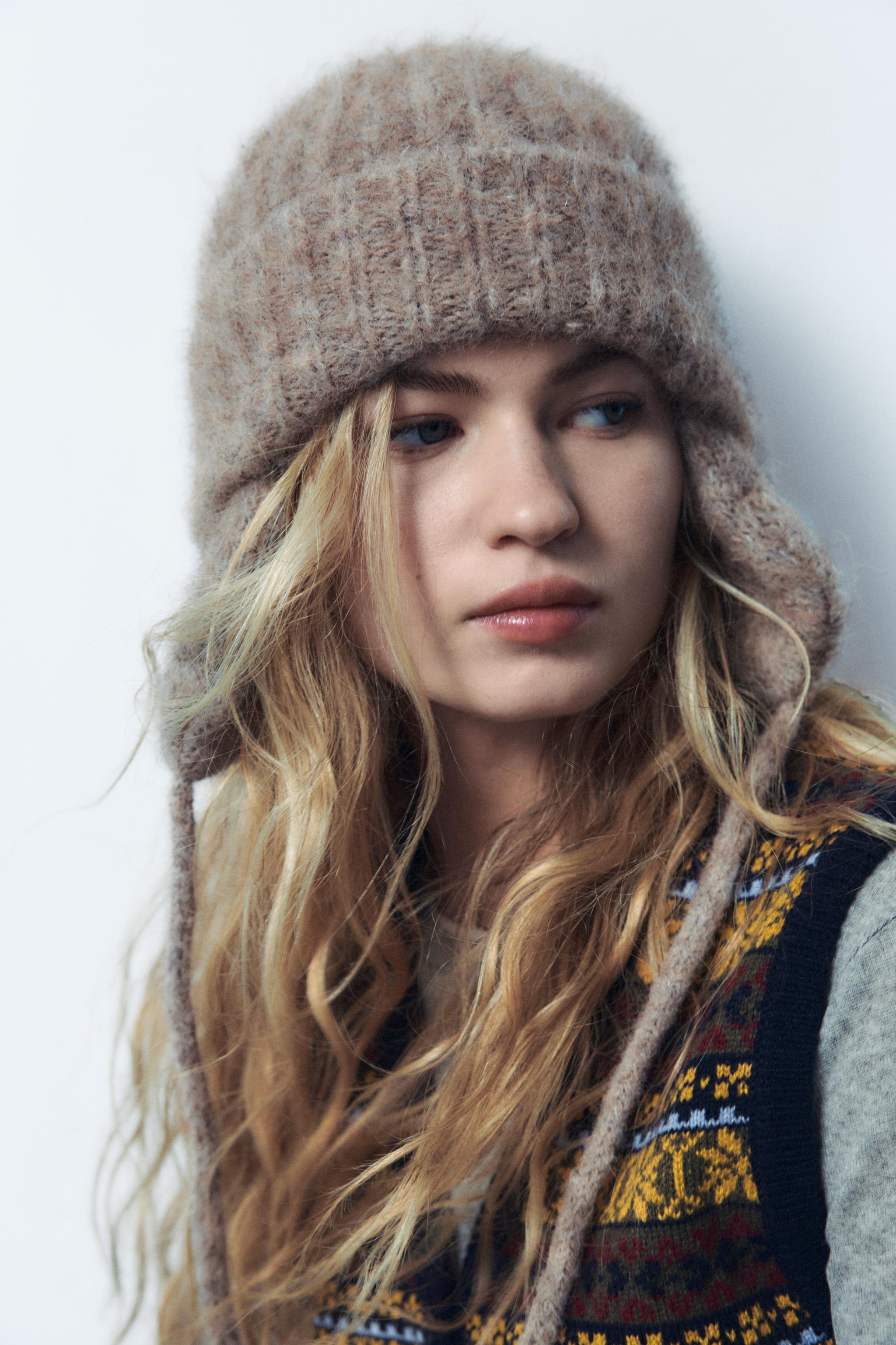 ALPACA BLEND EAR FLAP BEANIE - Ecru | ZARA United States