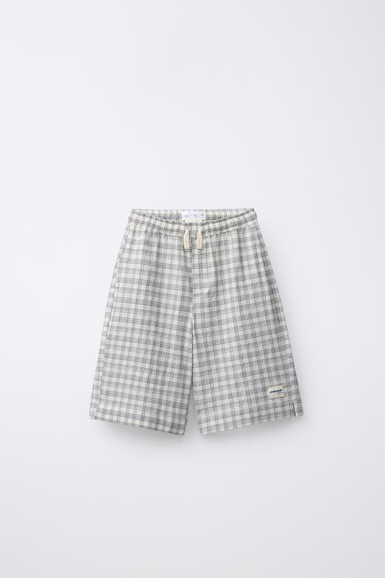 PUKAS SURF CHECK PRINT BERMUDA SHORTS - Ecru / Beige de Zara - Imagen 0