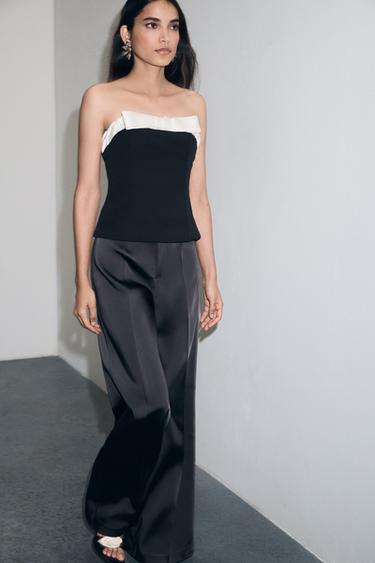 CONTRAST BOW BANDEAU TOP - Black by Zara