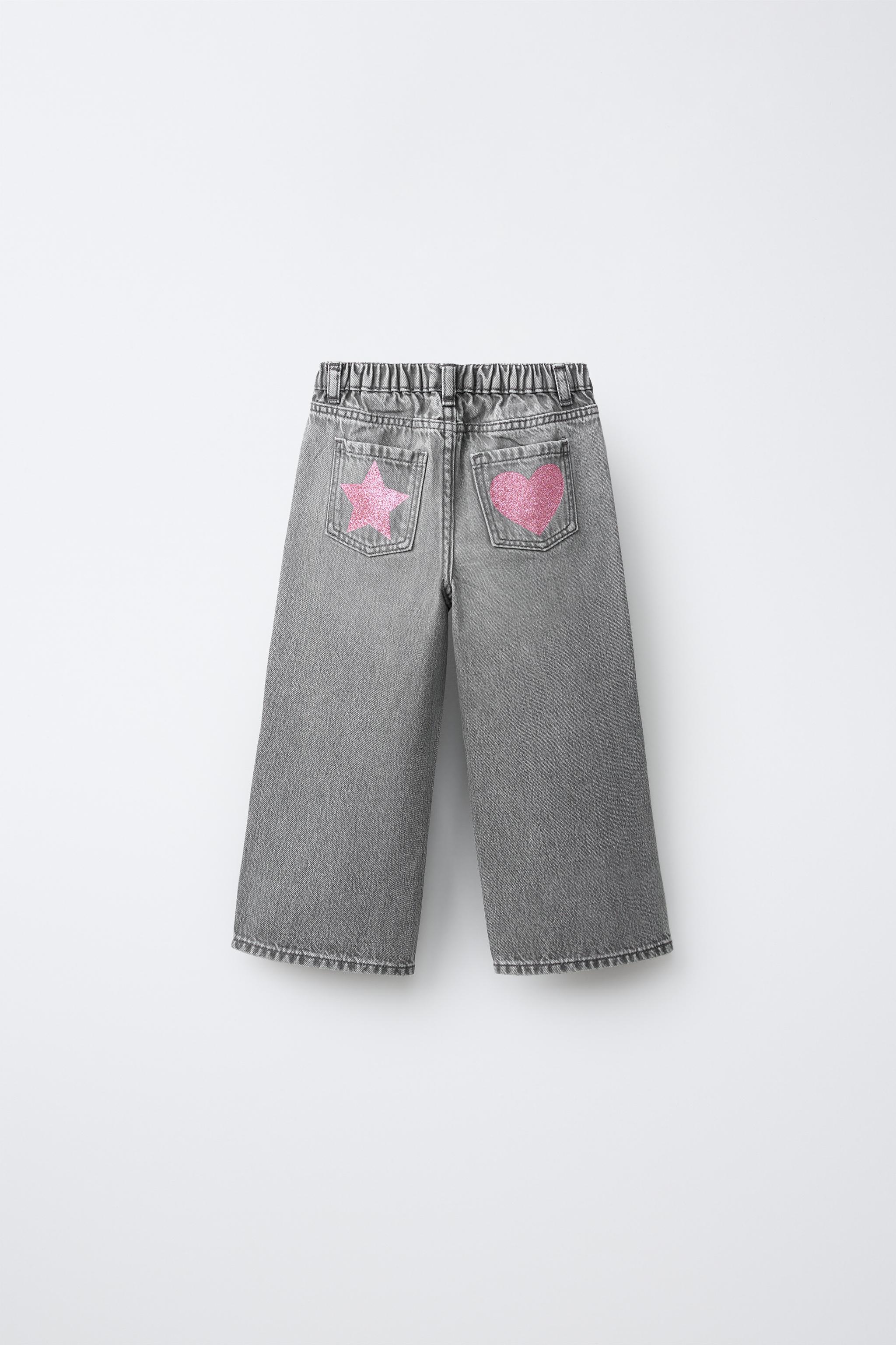 Детские джинсы Zara STAR AND HEART WIDE LEG JEANS — фото 3