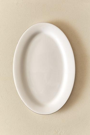 RIMMED BONE CHINA OVAL SERVING DISH - Gold by Zara - Image 6