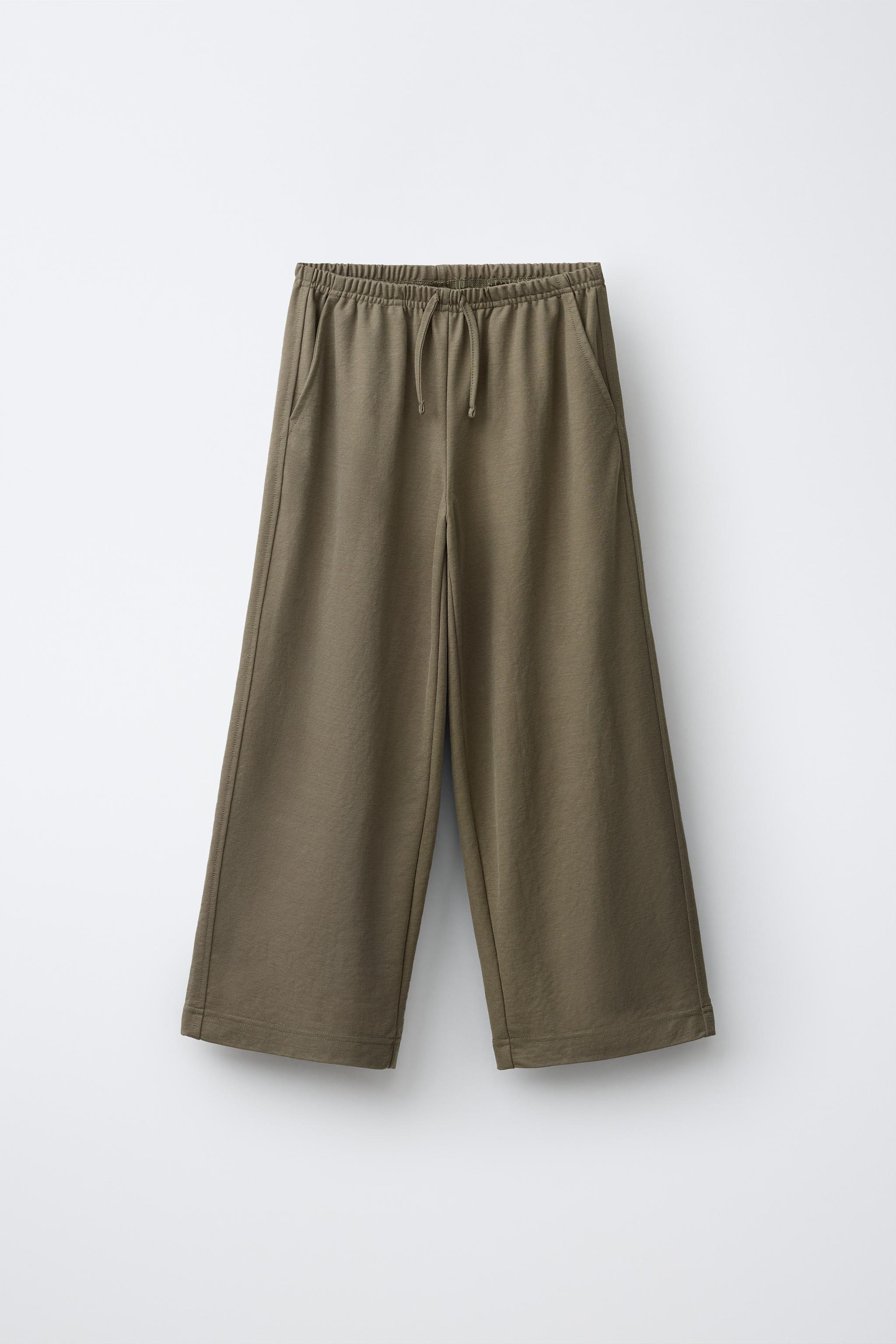 WIDE LEG PAJAMA PANTS — Khaki