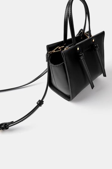 KNOTTED MINI CITY BAG - Black by Zara