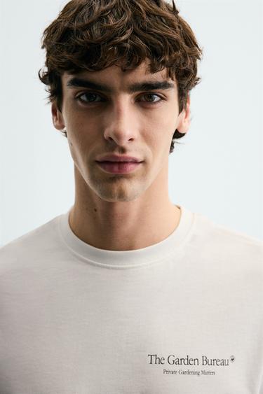 T-SHIRT À IMPRIMÉ EN CONTRASTE - Beige clair de Zara - Image 5