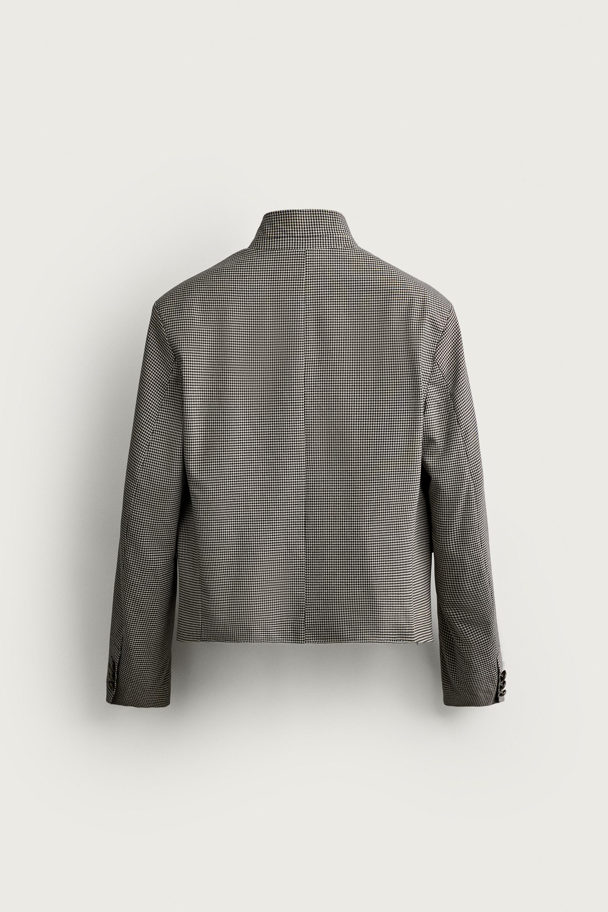 Zara KARELİ CROP FIT BLAZER görsel 8