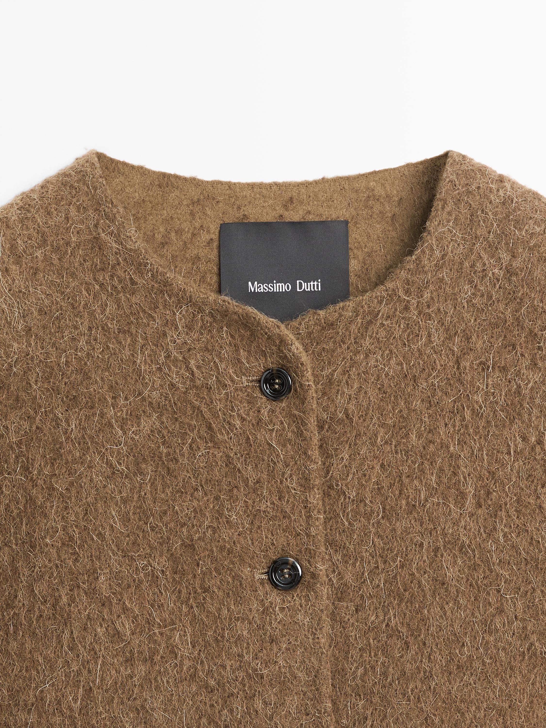 Alpaca wool cardigan with brushed finish