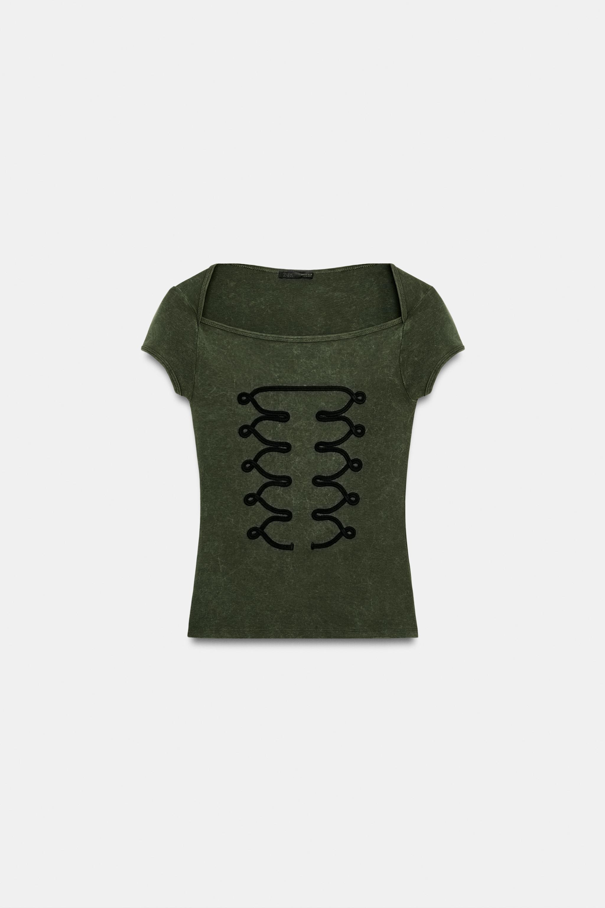 Женские топы Zara WASHED EFFECT TOP WITH FROG FASTENINGS — фото 5