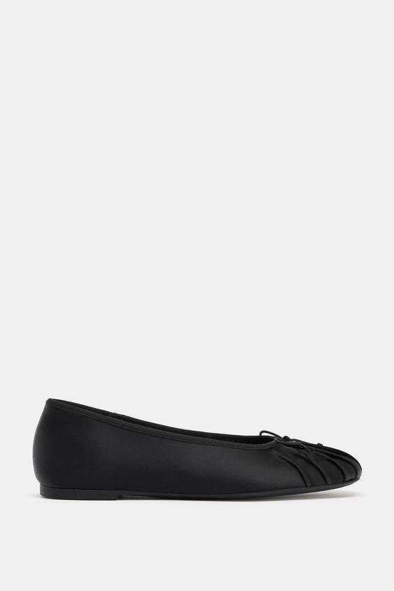 SATIN BOW BALLET FLATS from Zara - $33.54 (40% off)