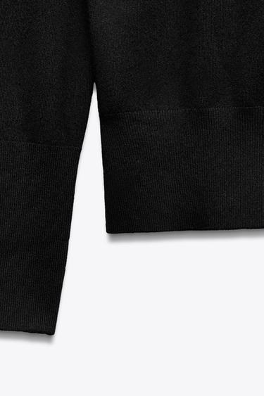 PULL EN MAILLE LISSE BASIQUE - Noir de Zara - Image 7