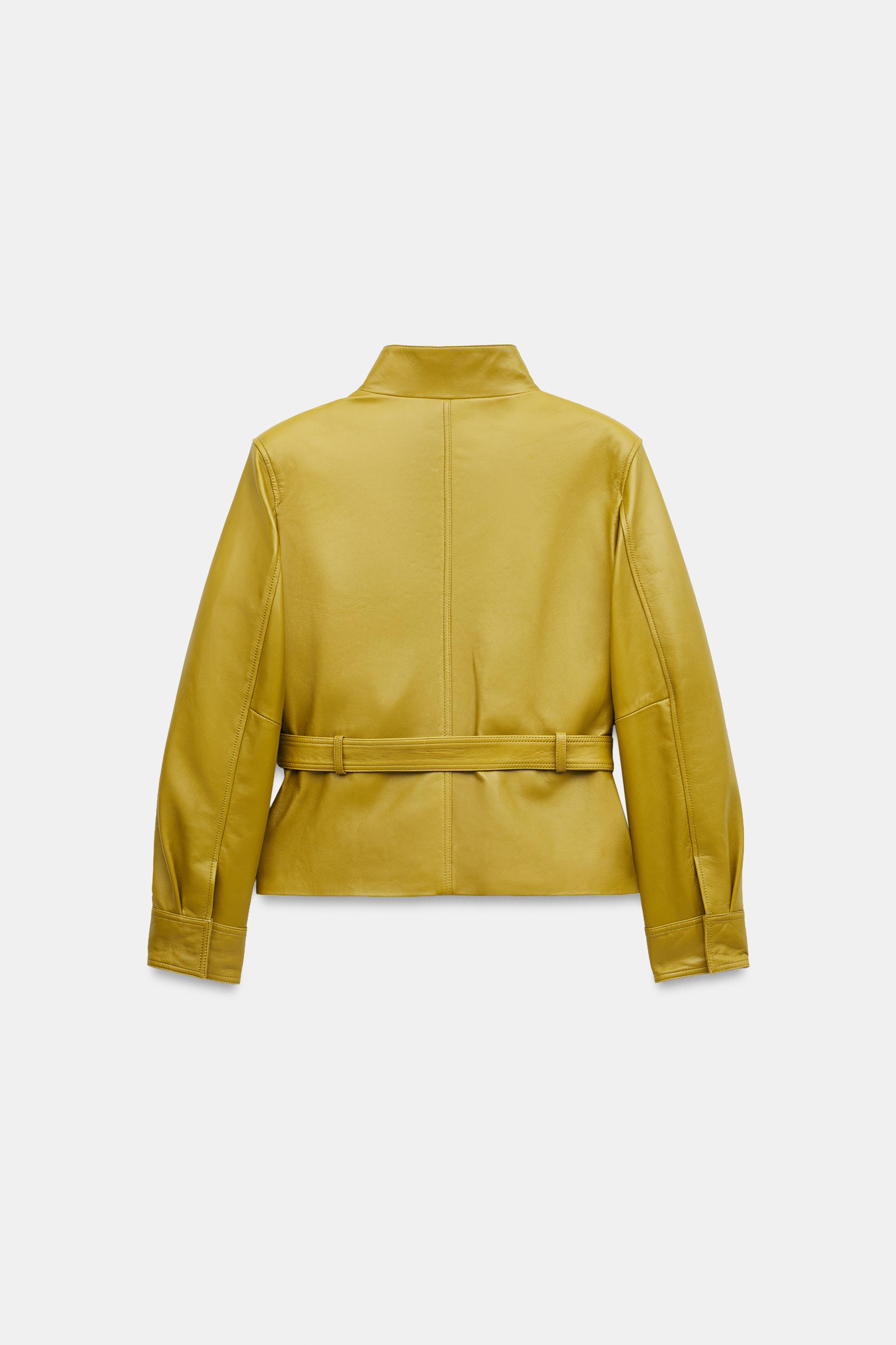 ZW COLLECTION レザー ベルトジャケット - ドライグリーン | ZARA