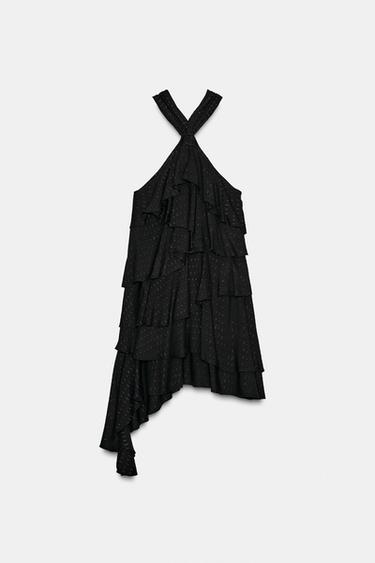 METALLIC THREAD HALTER DRESS - Black by Zara - Image 6