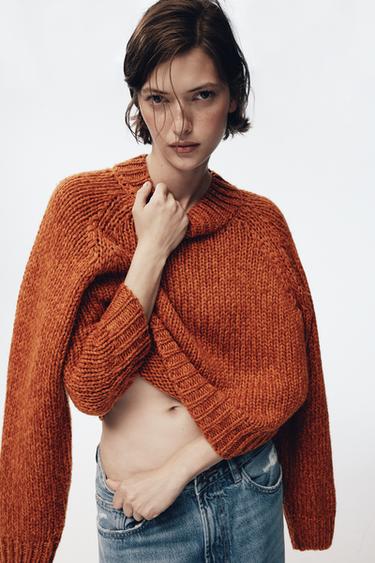 JERSEY PUNTO MANGA LARGA - Naranja oscuro de Zara