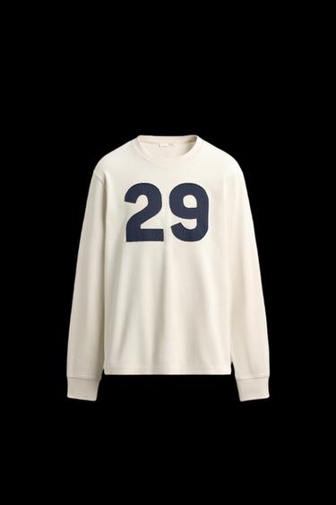 NUMBER WAFFLE-KNIT T-SHIRT - Ecru by Zara - Image 0