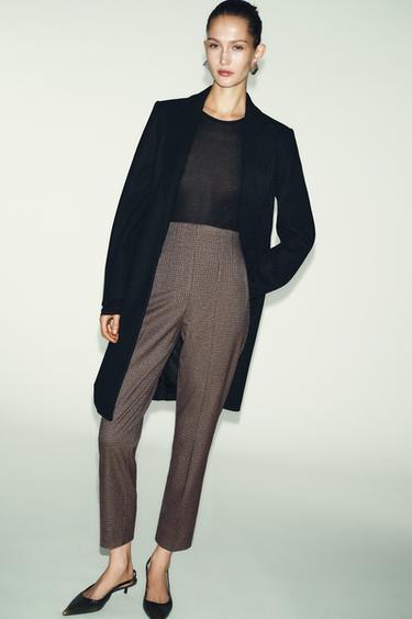 PANTALON TAILLE HAUTE À CARREAUX - Marron de Zara - Image 4