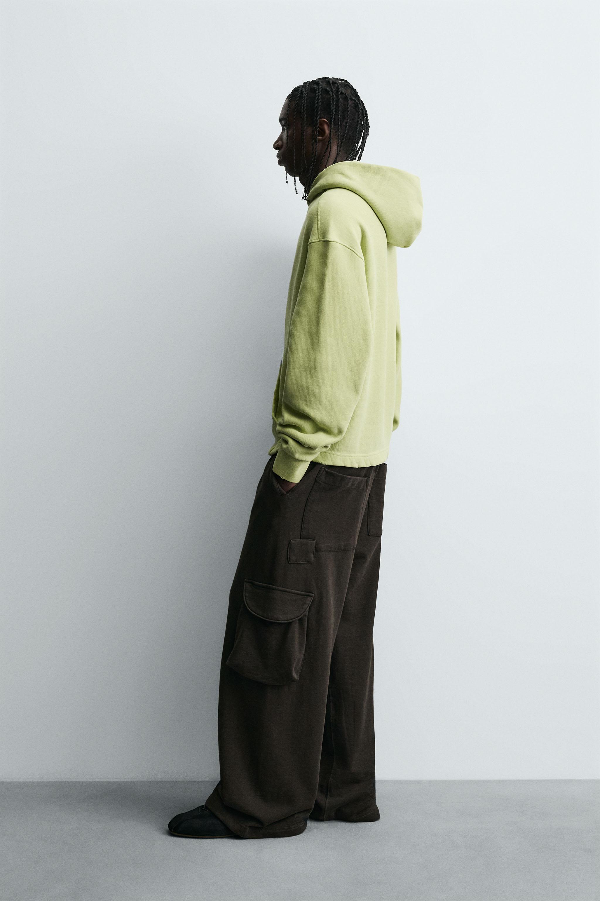 WASHED EFFECT HOODIE SWEATSHIRT