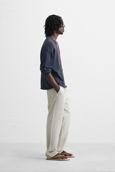 COTTON - LINEN TROUSERS - Light grey by Zara - Image 3