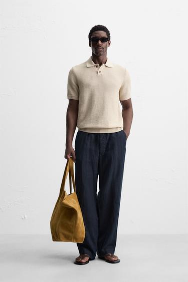 STRICK-POLOSHIRT MIT STRUKTURMUSTER - Steingrau von Zara - Bild 0