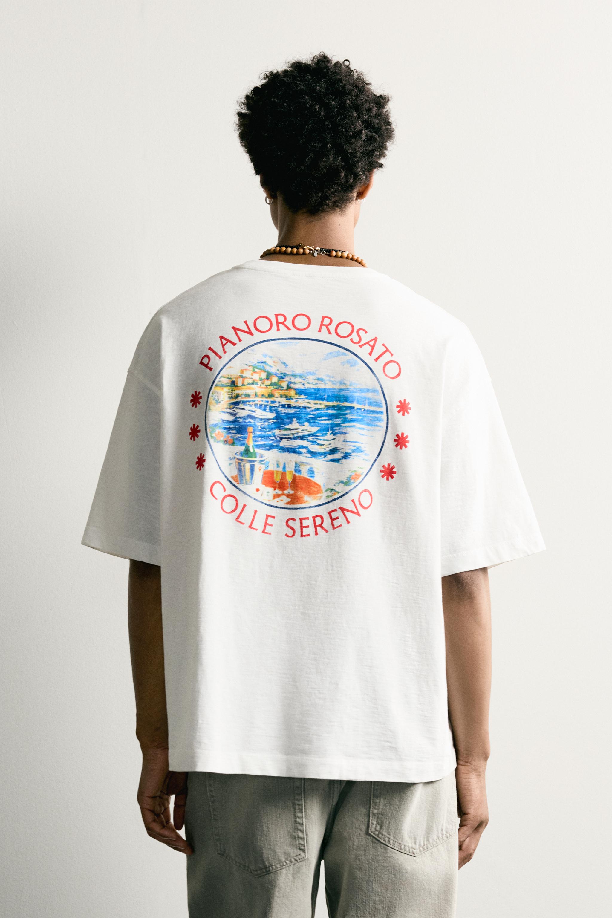 Zara KONTRAST DESENLİ RELAXED FIT T-SHIRT görsel 3