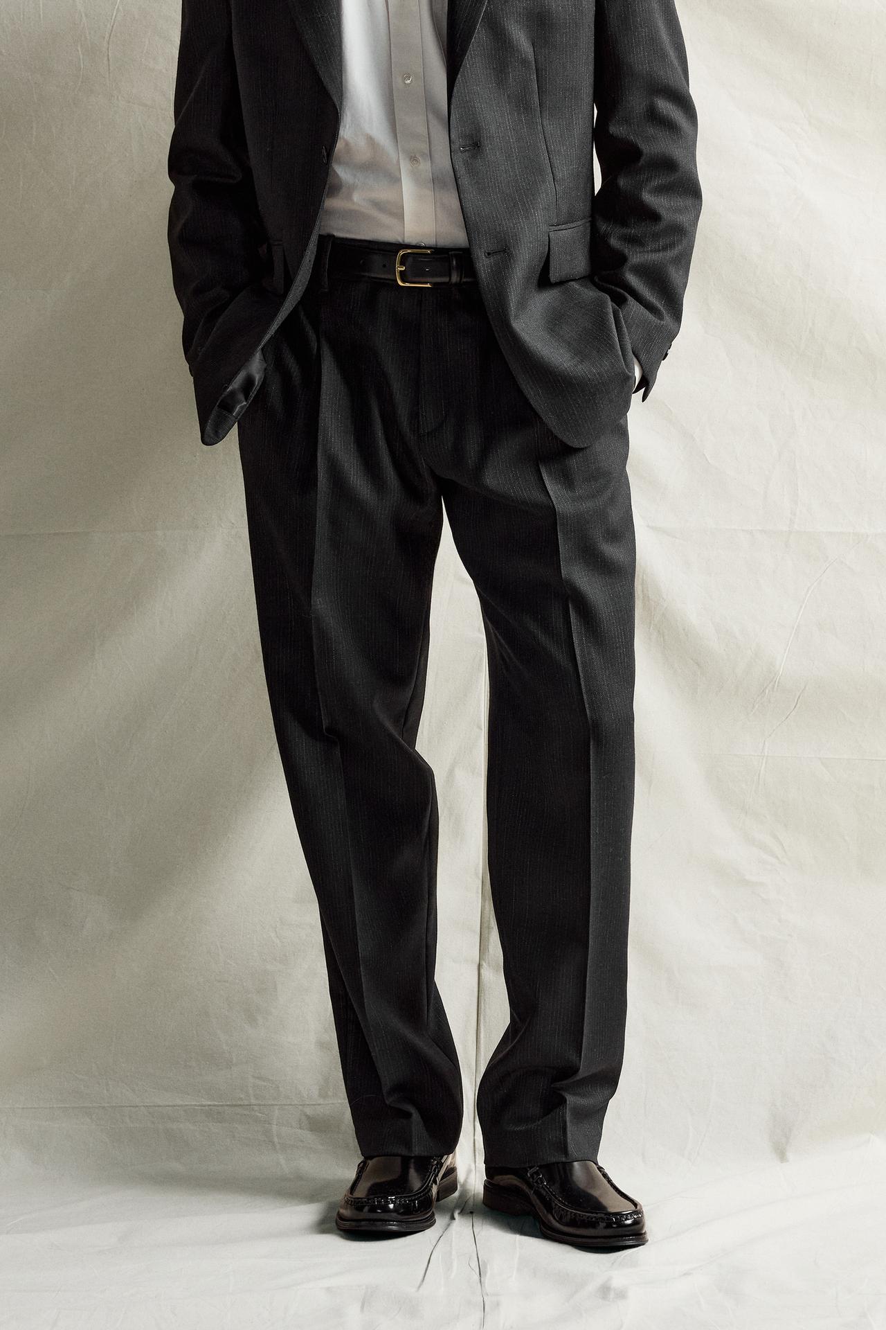 100% WOOL MANTECO® SUIT PANTS — Anthracite grey
