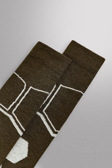 CHAUSSETTES DE SKI STRUCTURÉES - Vert foncé de Zara - Image 2