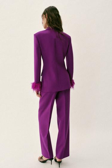 VESTE À ÉPAULETTES ET MANCHETTES EN PLUMES - Pourpre de Zara - Image 4