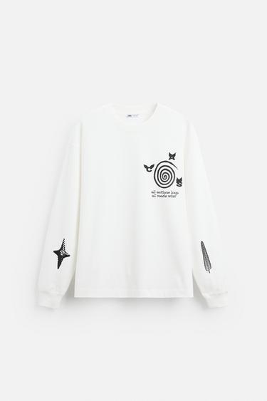 PRINTED T-SHIRT X ALL CAPS STUDIO - Oyster-white by Zara