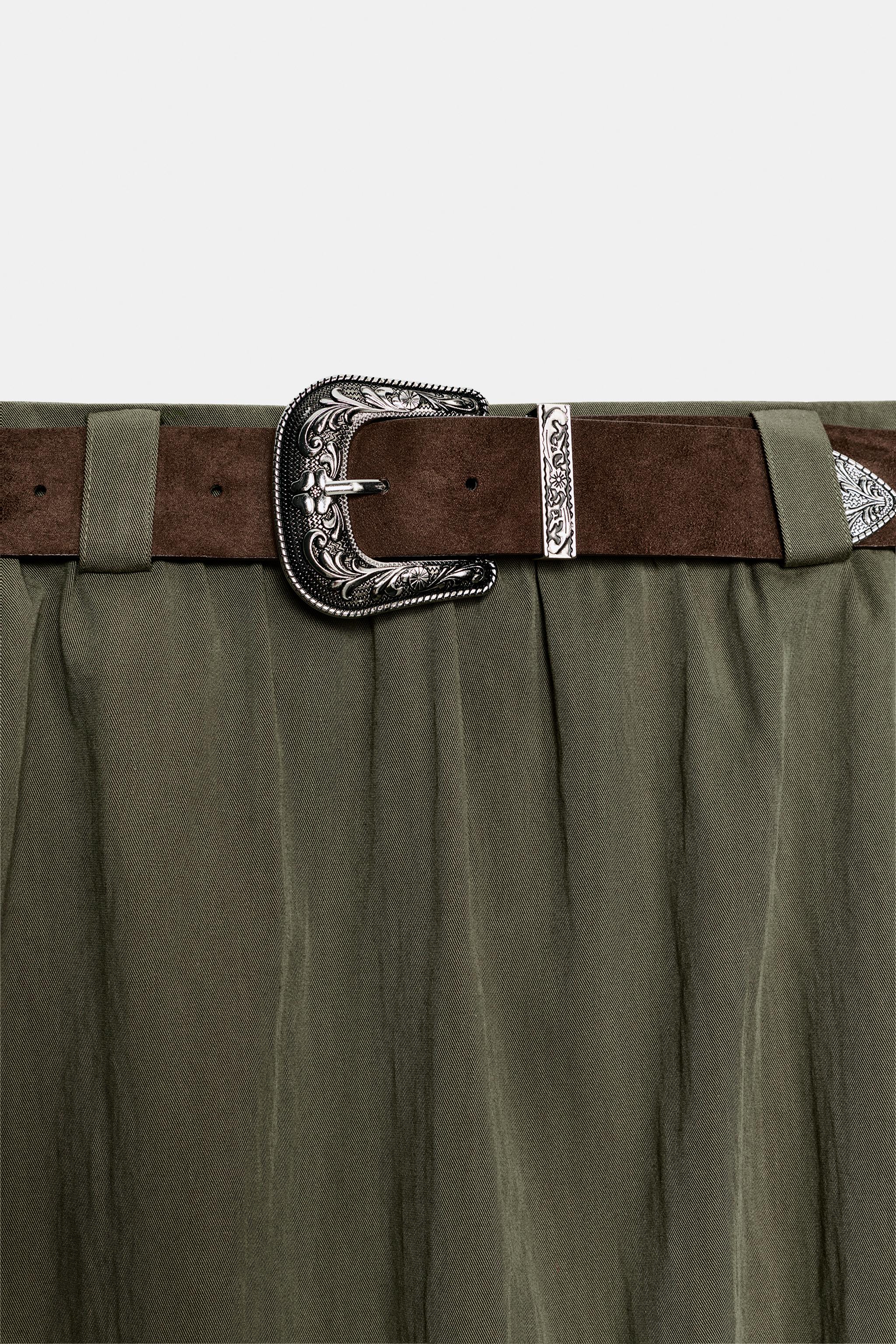 Женские юбки Zara BELTED MIDI A-LINE SKIRT — фото 9