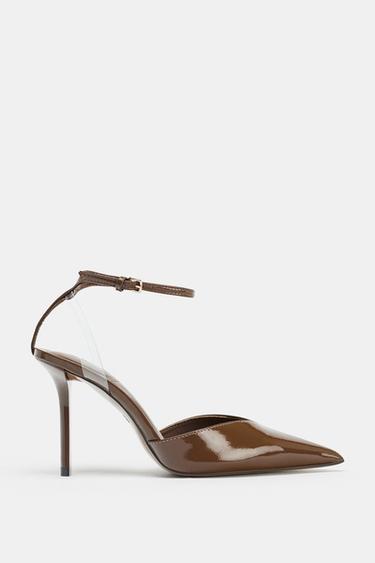 FAUX PATENT HEELED SHOES - Brown by Zara