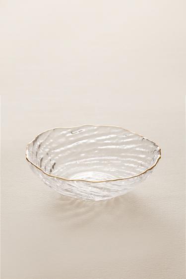 GLASS BOWL WITH GOLD RIM - Gold by Zara