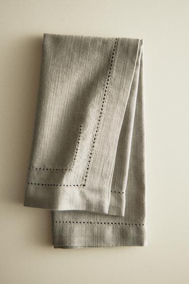 PACK OF HEMSTITCHED COTTON NAPKINS (PACK OF 2) - Grey by Zara