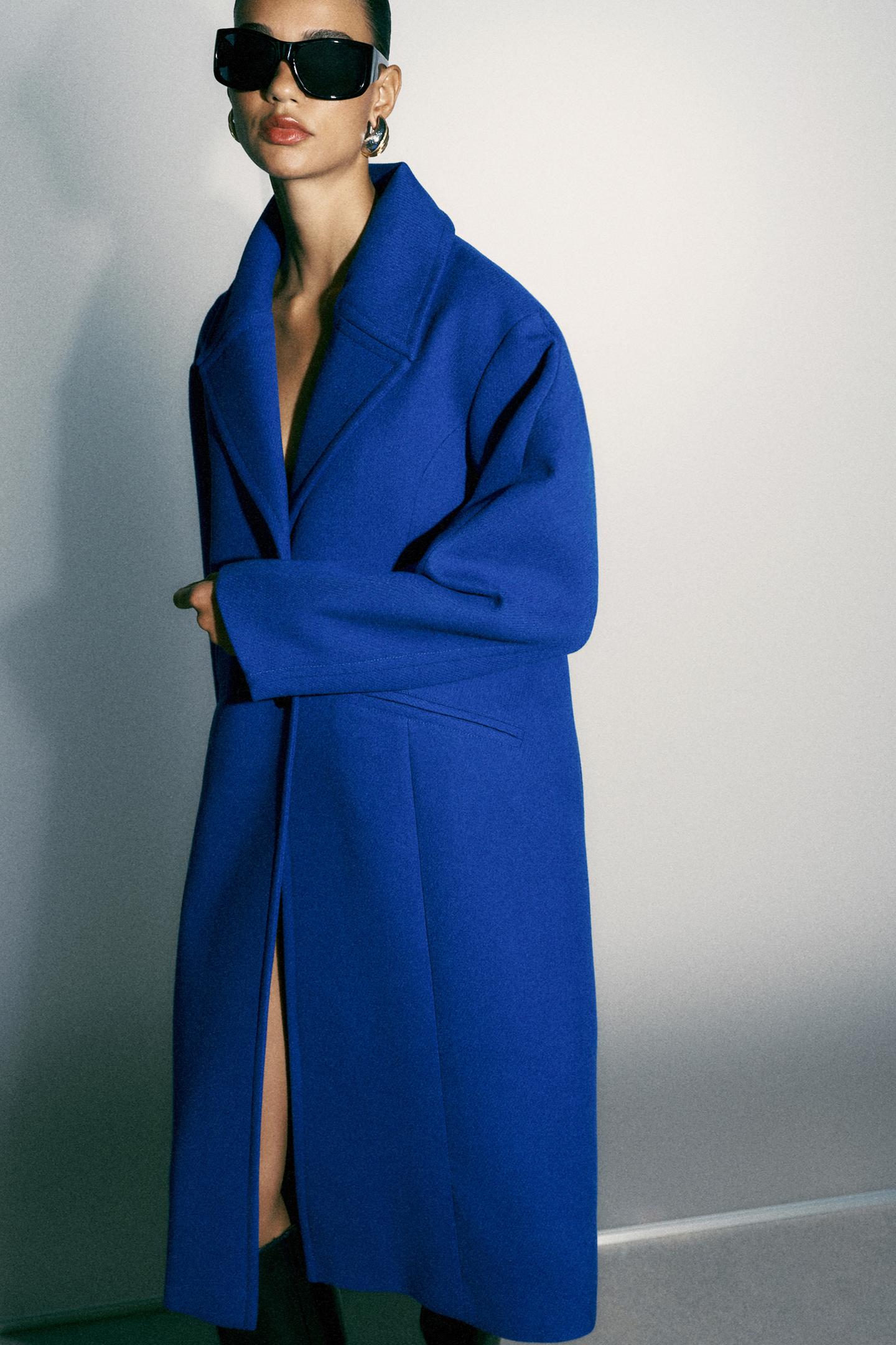 Женское пальто Zara Oversized Dropped Shoulder, цвет: Голубоватый — фото 8