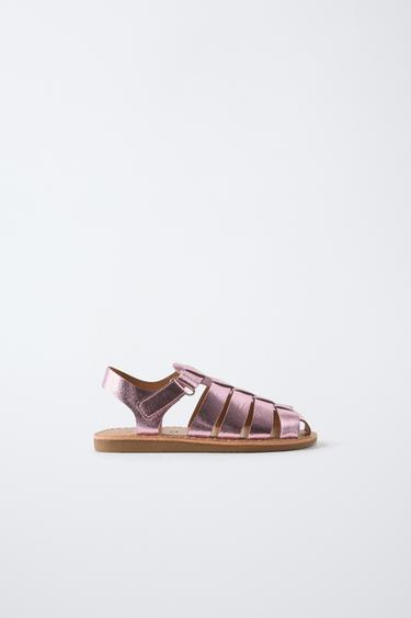 METALLIC CAGE SANDALS - Pink by Zara