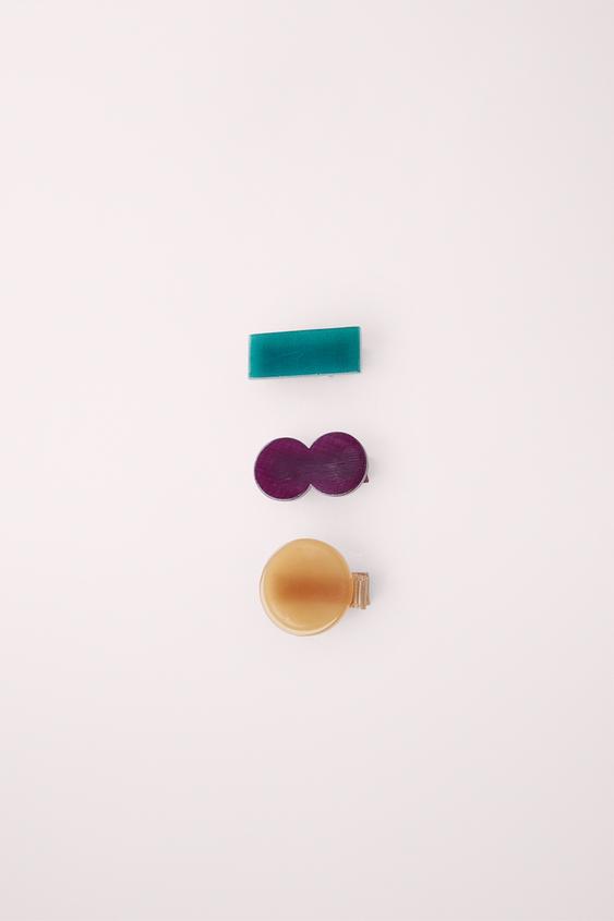 Zara SET OF THREE SHAPED HAIR CLIPS CREATED BY CARAMEL LONDON X Zara - Mustard - Image 0