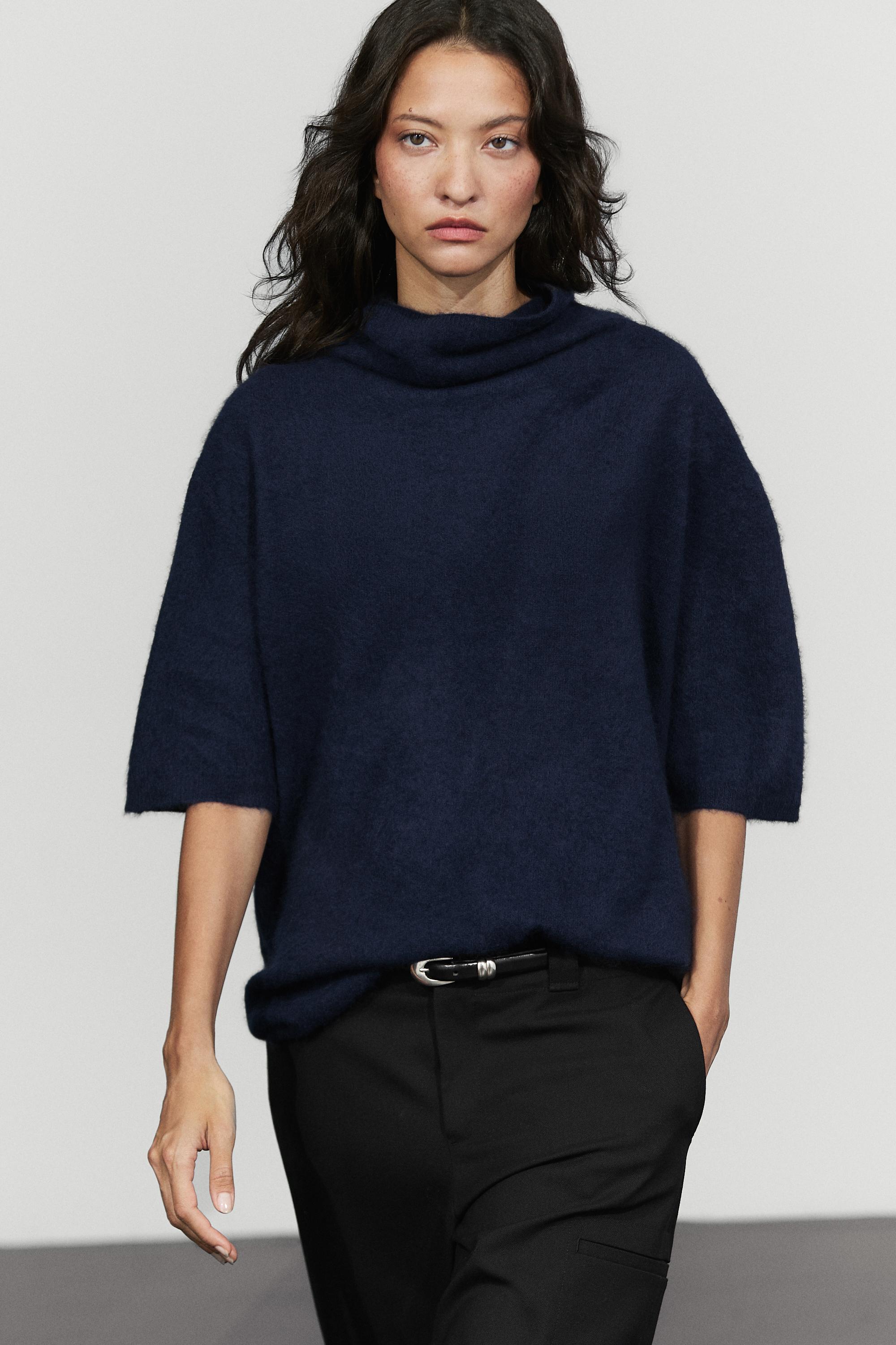 100% wool oversize short-sleeve knit sweater
