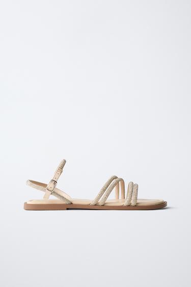 SANDALS WITH SHINY DETAIL - Gold by Zara