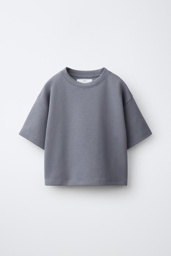 ÁO PHÔNG INTERLOCK MÀU TRƠN - Xanh dương từ Zara - Hình ảnh 0