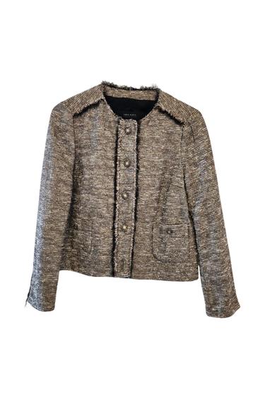 GOLD BUTTONED TEXTURED SHORT JACKET