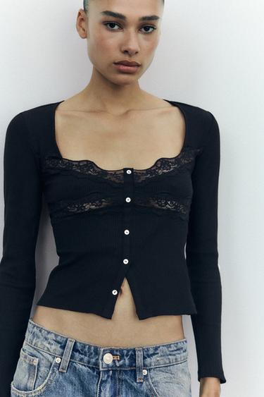 ТОП С КРУЖЕВОМ — ЧЕРНЫЙ от Zara — изображение 0