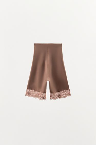 POLYAMIDE BLEND LACE SHORTS - Beige-pink by Zara - Image 6