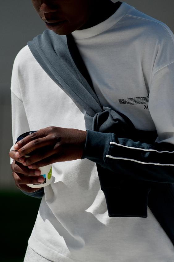 Zara SPORTY DOUBLE-SLEEVE T-SHIRT - White - Image 0