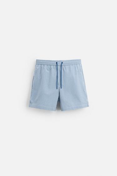 BAÑADOR CORTO SEERSUCKER - Azulón de Zara